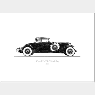 Cord L-29 Cabriolet 1931 - Colorful Watercolor Posters and Art